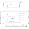 Mexen Elias chiuvetă de granit cu o cuvă și scurgător 795 x 480 mm, negru cu picățele, sifon negru - 6511791005-76-B