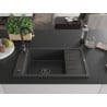 Mexen Elias gránit mosogató 1 rekeszes csöpögtetővel 795 x 480 mm, fekete pöttyös, fekete szifon - 6511791005-76-B
