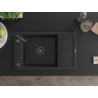 Mexen Elias chiuvetă granitică 1-cameră cu scurgător 795 x 480 mm, neagră, sifon negru - 6511791005-77-B
