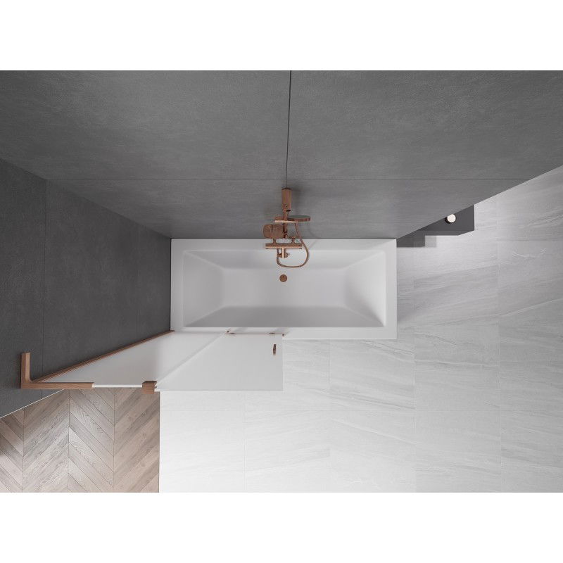 Mexen Velar L kétajtós, 2-szárnyas zuhanyfal, tolható 95 x 150 cm, fagy, kefe réz - 896-095-003-31-65