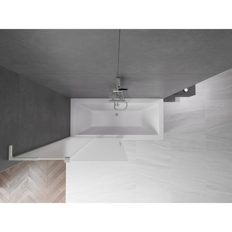Mexen Velar L paravan cadă cu 2 canaturi culisante 100 x 150 cm, mat, nichel periat - 896-100-003-31-97