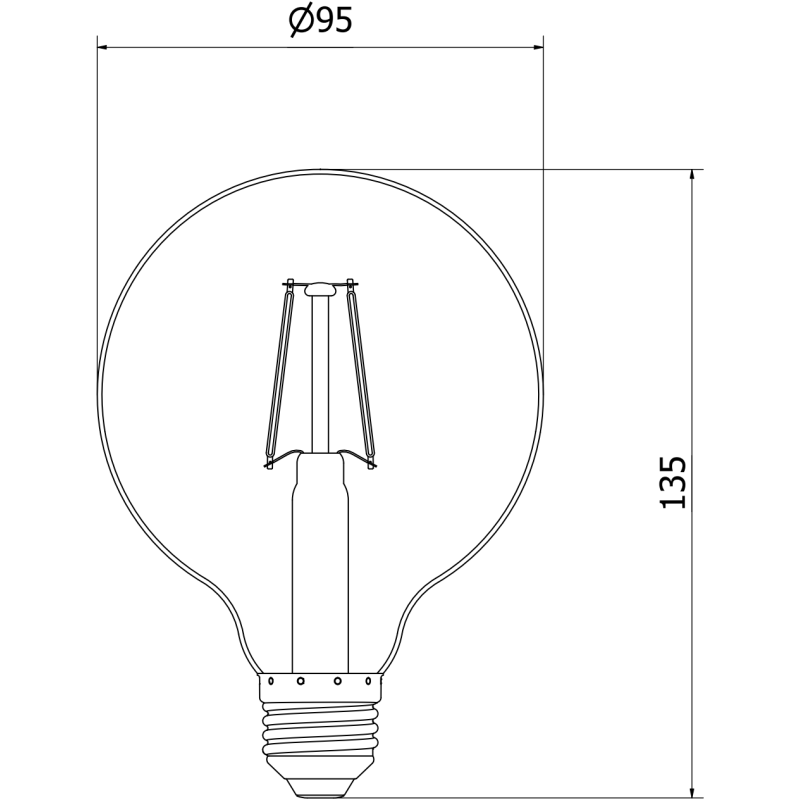 Mexen Vintis Bec LED Filament E27, G95, 2W, Caldă - 2200K, 180 lm, chihlimbar - L157-E27-0222-50