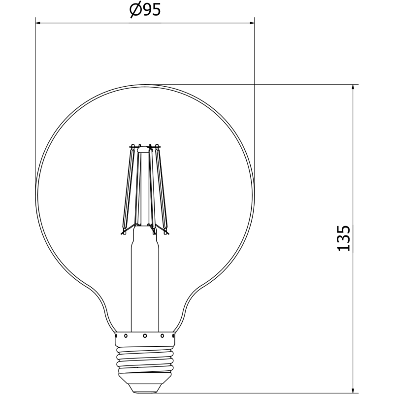 Mexen Vintis Bec LED cu filament E27, G95, 6W, Caldă - 2700K, 510 lm, fumuriu - L157-E27-0627-70