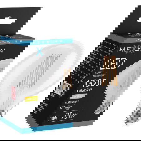 Mexen Vintis LED E27 filament izzó, G95, 10W, Meleg - 2700K, 1320 lm, átlátszó - L157-E27-1027-00