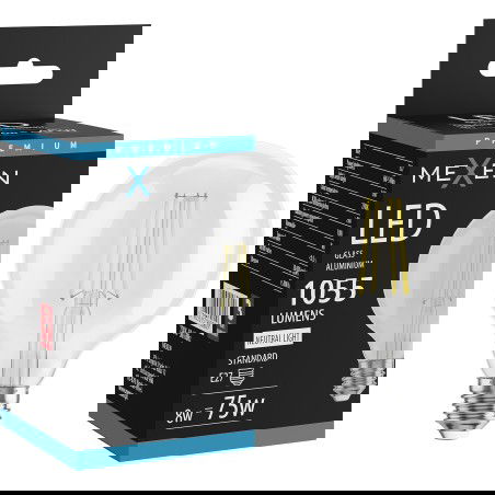 Mexen Vintis LED filament izzó E27, G95, 8W, Semleges - 4000K, 1055 lm, átlátszó - L157-E27-0840-00