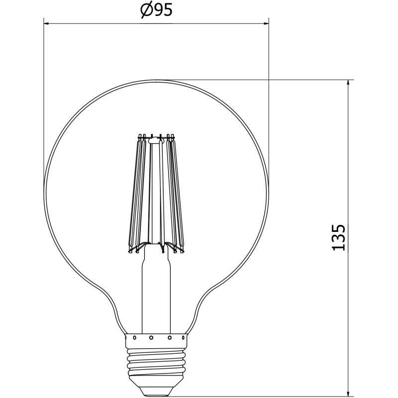 Mexen Vintis LED filament izzó E27, G95, 10W, Semleges - 4000K, 1320 lm, átlátszó - L157-E27-1040-00