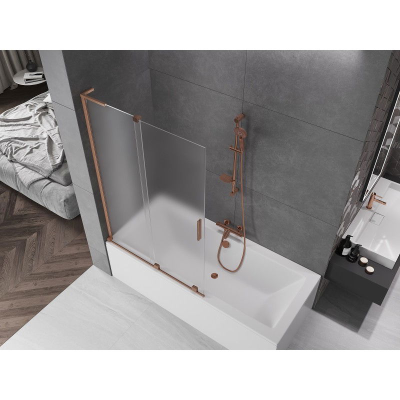 Mexen Velar L paravan de baie cu 2 panouri glisante 110 x 150 cm, mat, cupru periat - 896-110-003-31-65