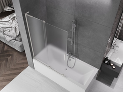 Mexen Velar L kétszárnyú tolózuhanyfal 120 x 150 cm, fagyott, polírozott nikkel - 896-120-003-31-97