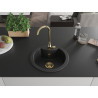 Mexen Diego chiuvetă granitică 1-cameră 488 x 480 mm, negru/argintiu metalic, sifon auriu - 6512481000-73-G