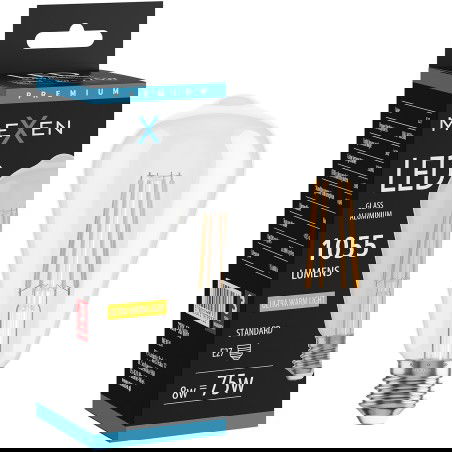 Mexen Vintis LED filament izzó E27, ST64, 8W, Meleg - 2200K, 1055 lm, átlátszó - L152-E27-0822-00