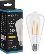 Mexen Vintis LED filament izzó E27, ST64, 8W, Meleg - 2200K, 1055 lm, átlátszó - L152-E27-0822-00