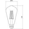 Mexen Vintis LED filament izzó E27, ST64, 8W, Meleg - 2700K, 1055 lm, átlátszó - L152-E27-0827-00