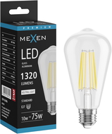 Mexen Vintis LED filament izzó E27, ST64, 10W, Semleges - 4000K, 1320 lm, átlátszó - L152-E27-1040-00