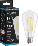 Mexen Vintis LED filament izzó E27, ST64, 10W, Hideg - 6500K, 1320 lm, áttetsző - L152-E27-1040-00 - L152-E27-1065-00
