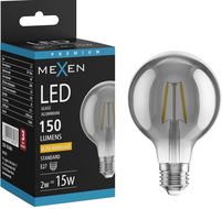 Mexen Vintis LED filament izzó E27, G80, 2W, Meleg - 2200K, 150 lm, füstszínű - L155-E27-0222-70