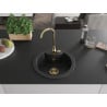 Mexen Diego chiuvetă de granit cu 1 compartiment 488 x 480 mm, negru, sifon auriu - 6512481000-77-G