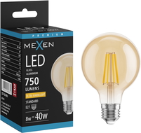 Mexen Vintis Bec cu filament LED E27, G80, 8W, Cald - 2200K, 750 lm, chihlimbar - L155-E27-0822-50