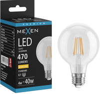 Mexen Vintis LED szálas izzó E27, G80, 4W, Meleg - 2700K, 470 lm, átlátszó - L155-E27-0427-00
