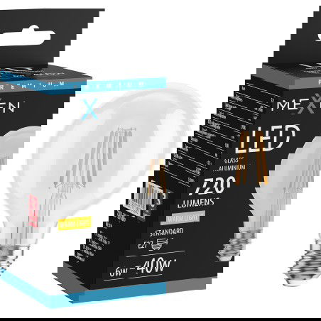 Mexen Vintis LED izzólámpa filament E27, G80, 6W, Meleg - 2700K, 720 lm, átlátszó - L155-E27-0627-00