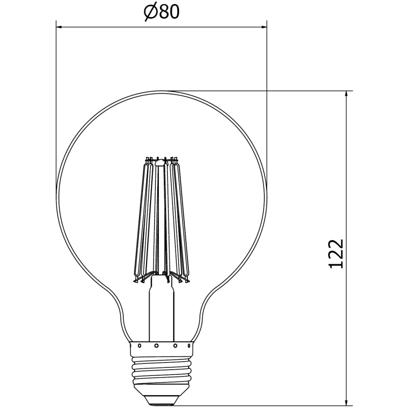 Mexen Vintis Bec LED filament E27, G80, 10W, Neutru - 4000K, 1320 lm, transparent - L155-E27-1040-00