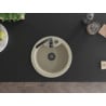 Mexen Diego chiuvetă granitică cu 1 compartiment 488 x 480 mm, bej, sifon negru - 6512481000-69-B