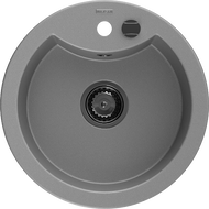 Mexen Diego chiuvetă granit 1-camere 488 x 480 mm, gri, sifon negru - 6512481000-71-B