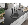 Mexen Diego chiuvetă de granit cu o cameră 488 x 480 mm, gri, sifon negru - 6512481000-71-B
