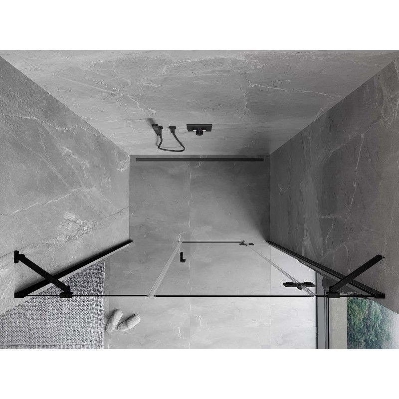 Mexen Mist-H uși de duș batante dreapta 160 cm, transparent, negru - 8A5-160-001-70-00-P