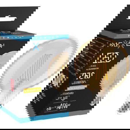 Mexen Vintis Bec LED filament E27, G125, 8W, Cald - 2200K, 750 lm, chihlimbar - L158-E27-0822-50