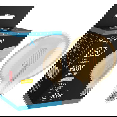 Mexen Vintis LED filament izzó E27, G125, 6W, Meleg - 2700K, 600 lm, borostyán - L158-E27-0627-50
