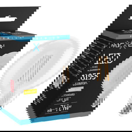 Mexen Vintis LED filament izzó E27, G125, 8W, Meleg - 2700K, 1055 lm, tiszta - L158-E27-0827-00