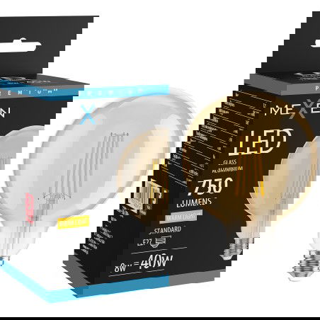Mexen Vintis Bec LED cu filament E27, G125, 8W, Cald - 2700K, 750 lm, chihlimbar - L158-E27-0827-50