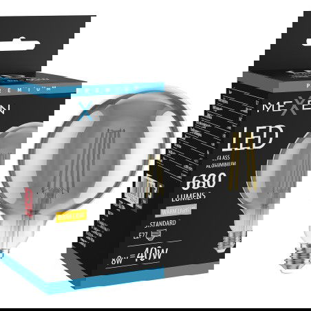 Mexen Vintis Filament LED izzó E27, G125, 8W, Meleg - 2700K, 680 lm, füstszínű - L158-E27-0827-70