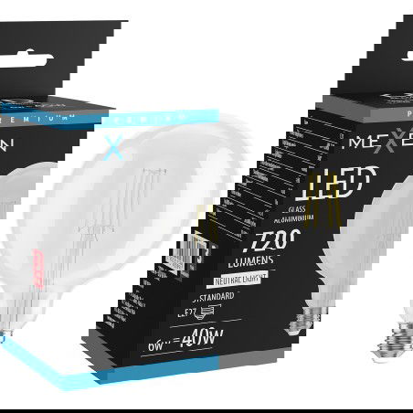 Mexen Vintis Bec LED filament E27, G125, 6W, Neutră - 4000K, 720 lm, transparentă - L158-E27-0640-00