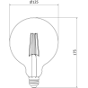 Mexen Vintis LED filament izzó E27, G125, 8W, Semleges - 4000K, 1055 lm, átlátszó - L158-E27-0840-00