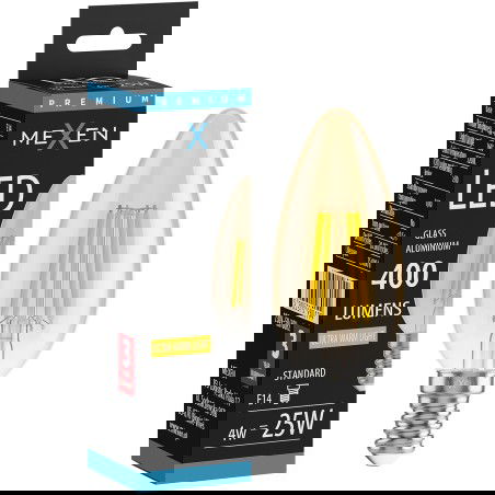 Mexen Vintis LED filament izzó E14, C35, 4W, Meleg - 2200K, 400 lm, borostyán - L154-E14-0422-50