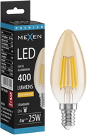 Mexen Vintis LED filament izzó E14, C35, 4W, Meleg - 2200K, 400 lm, borostyán - L154-E14-0422-50