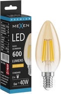 Mexen Vintis Bec LED cu filament E14, C35, 6W, Cald - 2200K, 600 lm, ambră - L154-E14-0622-50