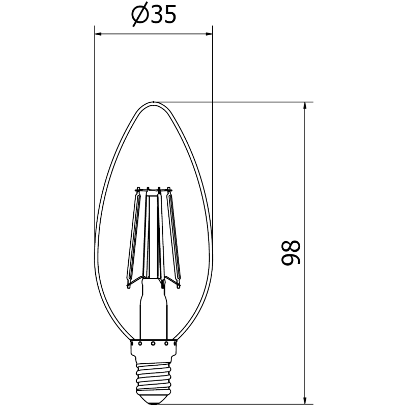 Mexen Vintis Bec LED filament E14, C35, 6W, Cald - 2700K, 720 lm, clear - L154-E14-0627-00