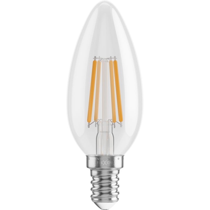 Mexen Vintis LED filament izzó E14, C35, 6W, Meleg - 2700K, 720 lm, átlátszó - L154-E14-0627-00