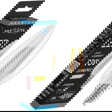 Mexen Vintis LED filament izzó E14, C35, 6W, Meleg - 2700K, 720 lm, átlátszó - L154-E14-0627-00