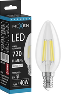 Mexen Vintis Bec LED filament E14, C35, 6W, Neutru - 4000K, 720 lm, transparent - L154-E14-0640-00