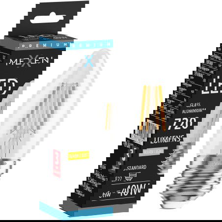 Mexen Vintis Bec LED cu filament E27, C35, 6W, Cald - 2700K, 720 lm, clar - L154-E27-0627-00