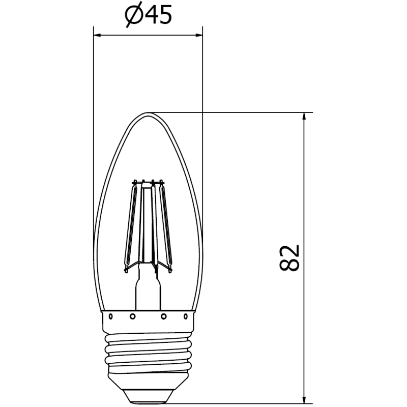 Mexen Vintis Bec LED filament E27, C35, 6W, Neutră - 4000K, 720 lm, transparentă - L154-E27-0640-00