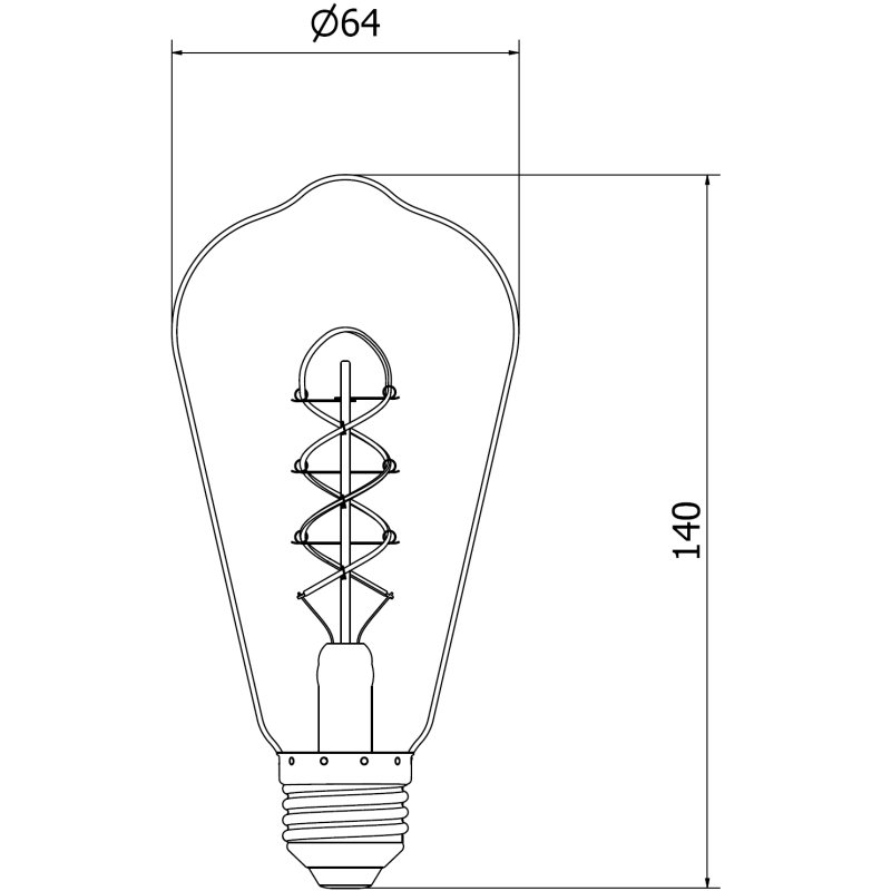 Mexen Vintis LED spirál filament izzó E27, ST64, 4W, Meleg - 2200K, 220 lm, füstös - L162-E27-0422-70