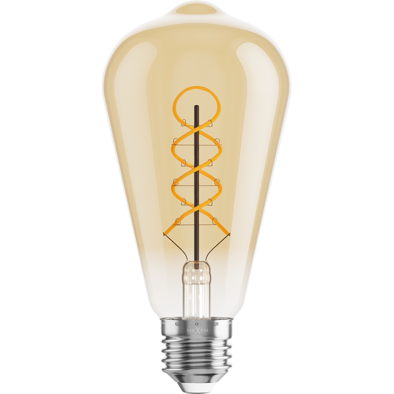 Mexen Vintis Bec LED filament cu spirală E27, ST64, 6W, Lumină caldă - 2700K, 530 lm, chihlimbar - L162-E27-0627-50