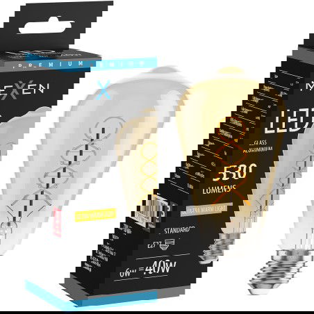 Mexen Vintis Bec LED filament cu spirală E27, ST64, 6W, Lumină caldă - 2700K, 530 lm, chihlimbar - L162-E27-0627-50