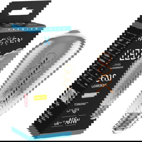 Mexen Vintis Bec spiralată filament LED E27, ST64, 6W, Caldă - 2700K, 510 lm, fumuriu - L162-E27-0627-70