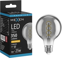 Mexen Vintis Bec cu filament spirală LED E27, G80, 6W, Caldă - 2200K, 350 lm, fumuriu - L165-E27-0622-70