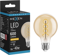 Mexen Vintis LED spirál izzó, E27, G80, 8W, Meleg - 2200K, 600 lm, borostyán - L165-E27-0822-50